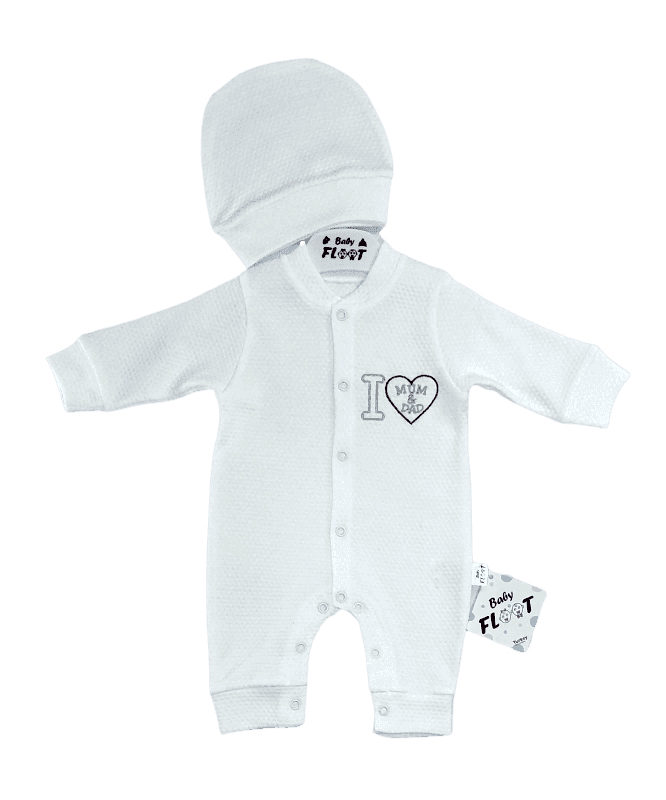 Baby Floot BF0419 Ailemi Seviyorum Bebek Tulumu - Beyaz