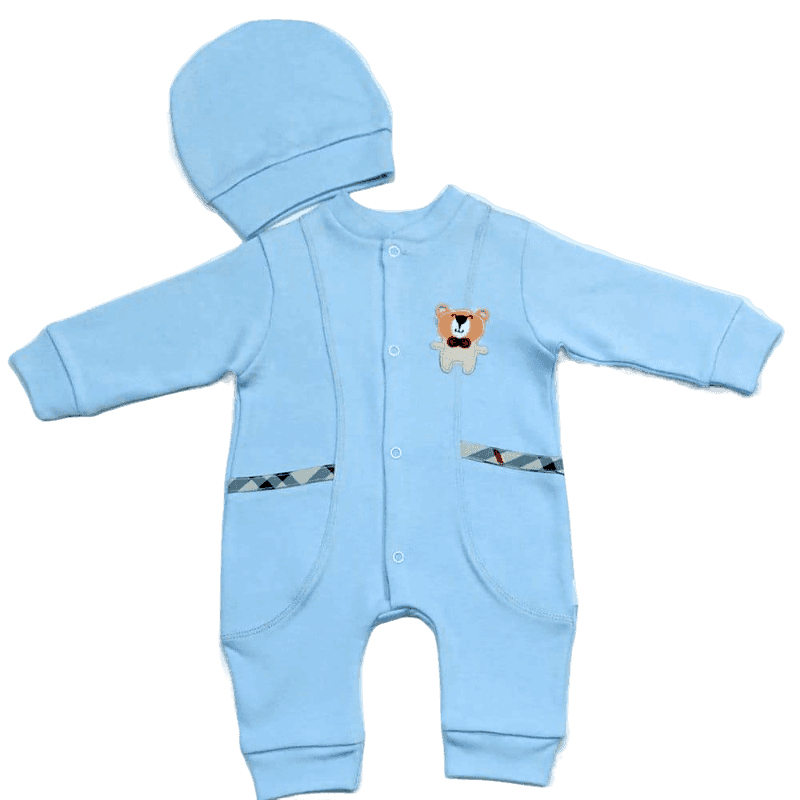 Baby Floot BF0427 Sevimli Ayıcık Bebek Tulumu - Mavi