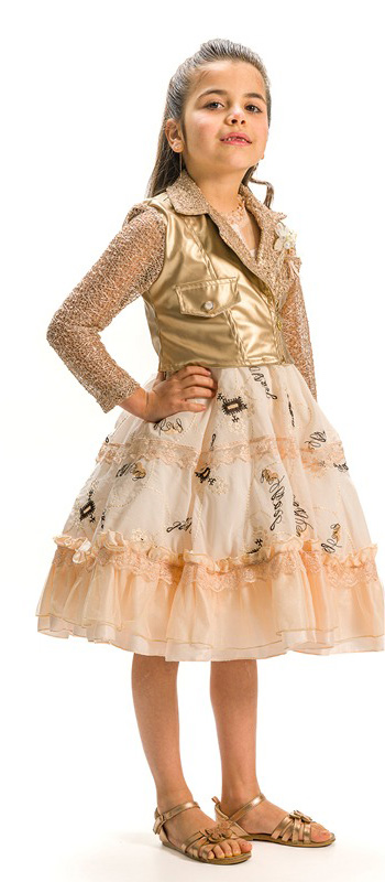 Zoey Gold Ceketli Pudra Kız Çocuk Elbisesi 5040-1