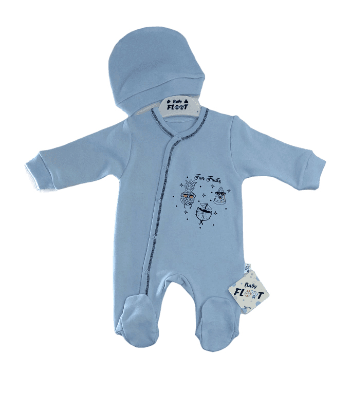 Baby Floot BF0418 Eğlenceli Meyveler Bebek Tulumu - Mavi