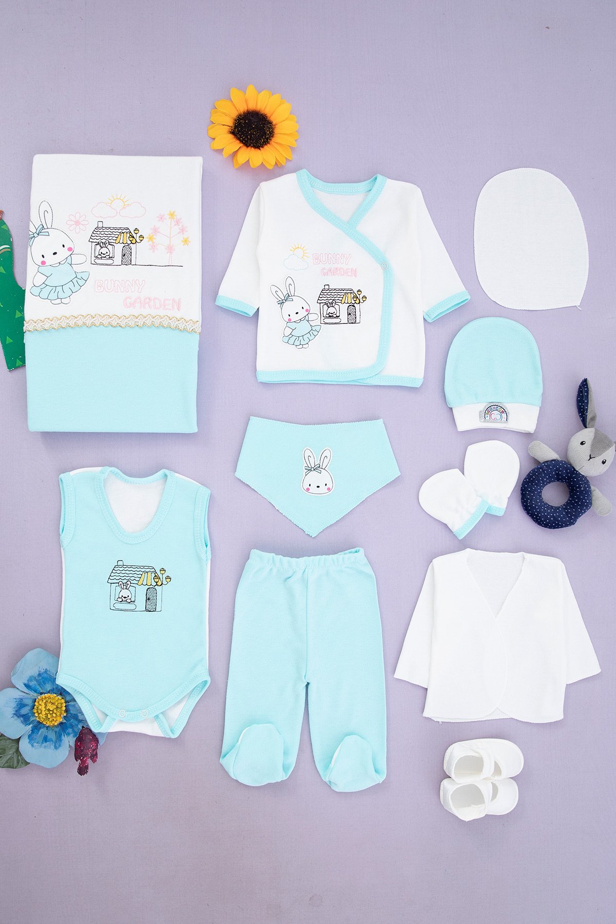 Bebek Bunny Garden 10`Lu Zıbın Seti-Mint