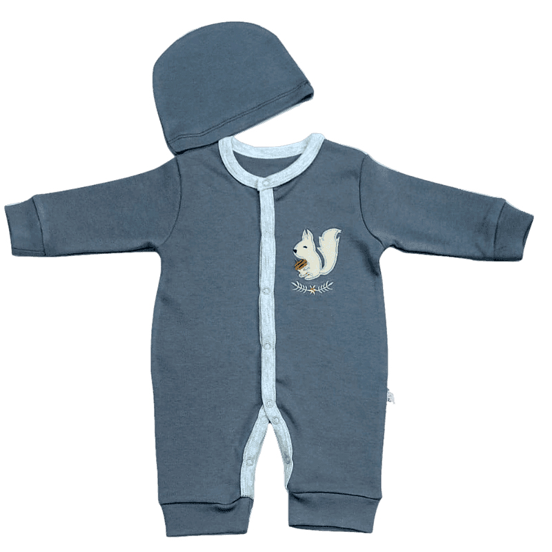 Baby Floot BF0429 Minik Sincap Bebek Tulumu - Koyu Gri