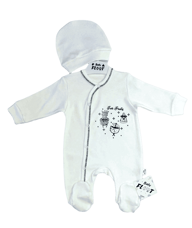 Baby Floot BF0418 Eğlenceli Meyveler Bebek Tulumu - Beyaz