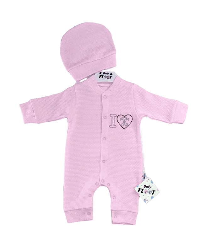 Baby Floot BF0419 Ailemi Seviyorum Bebek Tulumu - Pembe